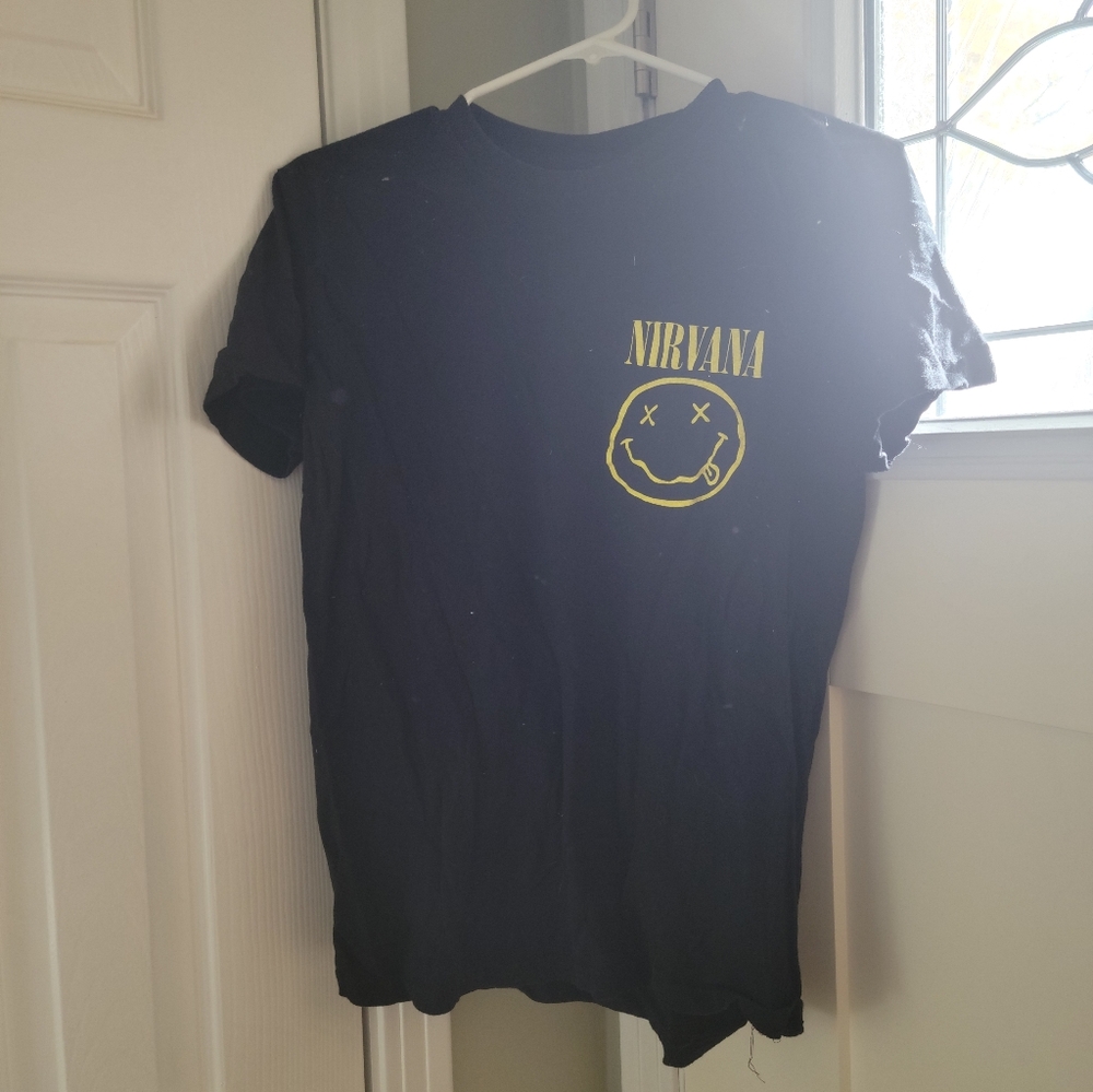 NIRVANA Tee in Black with Yellow Logo
